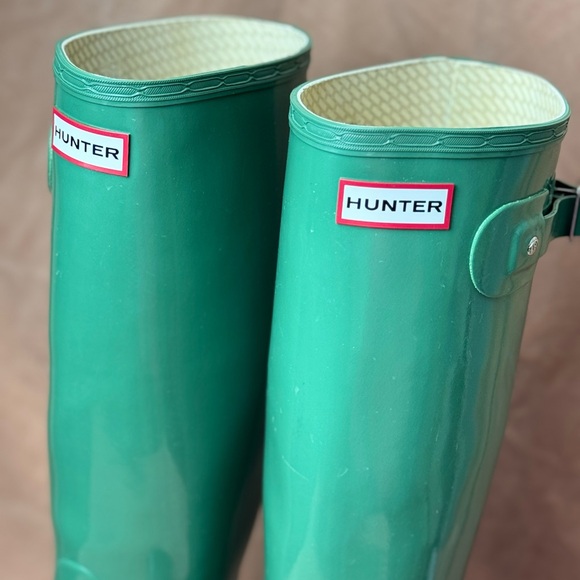 HUNTER ORIGINAL TALL GLOSS RAIN BOOTS, JADE SIZE 7/8 - Picture 10 of 10